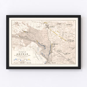 Vintage Map of the Battle of Arcole, 1796