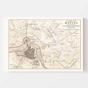 Vintage Map of the Siege of Mantua, 1796