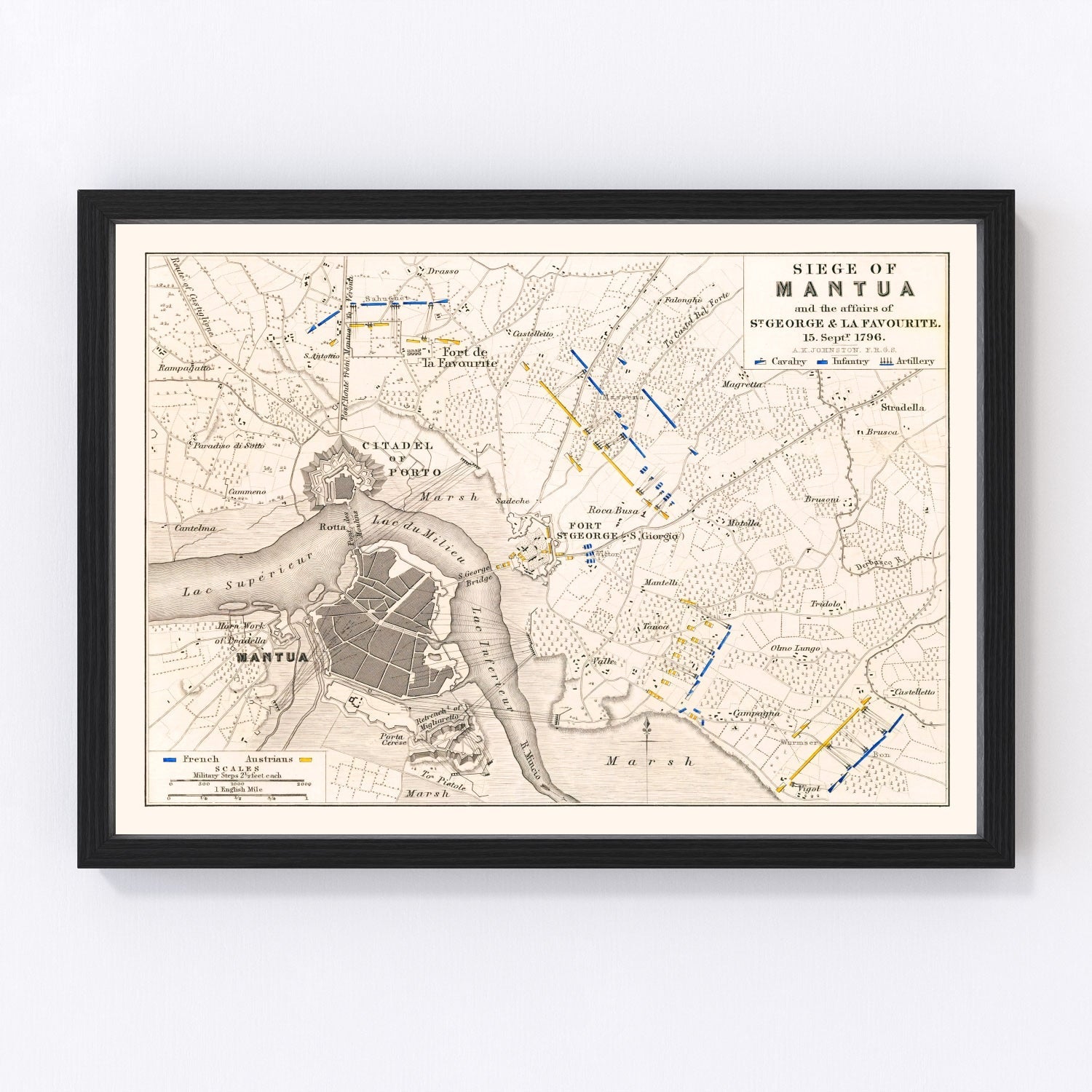 Vintage Map of the Siege of Mantua, 1796