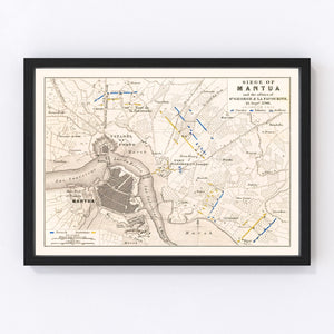 Vintage Map of the Siege of Mantua, 1796