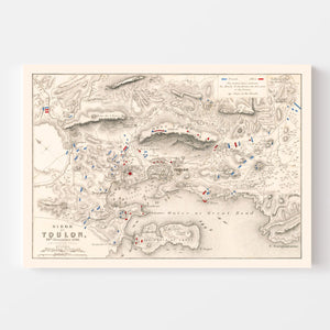 Vintage Map of the Siege of Toulon, 1793