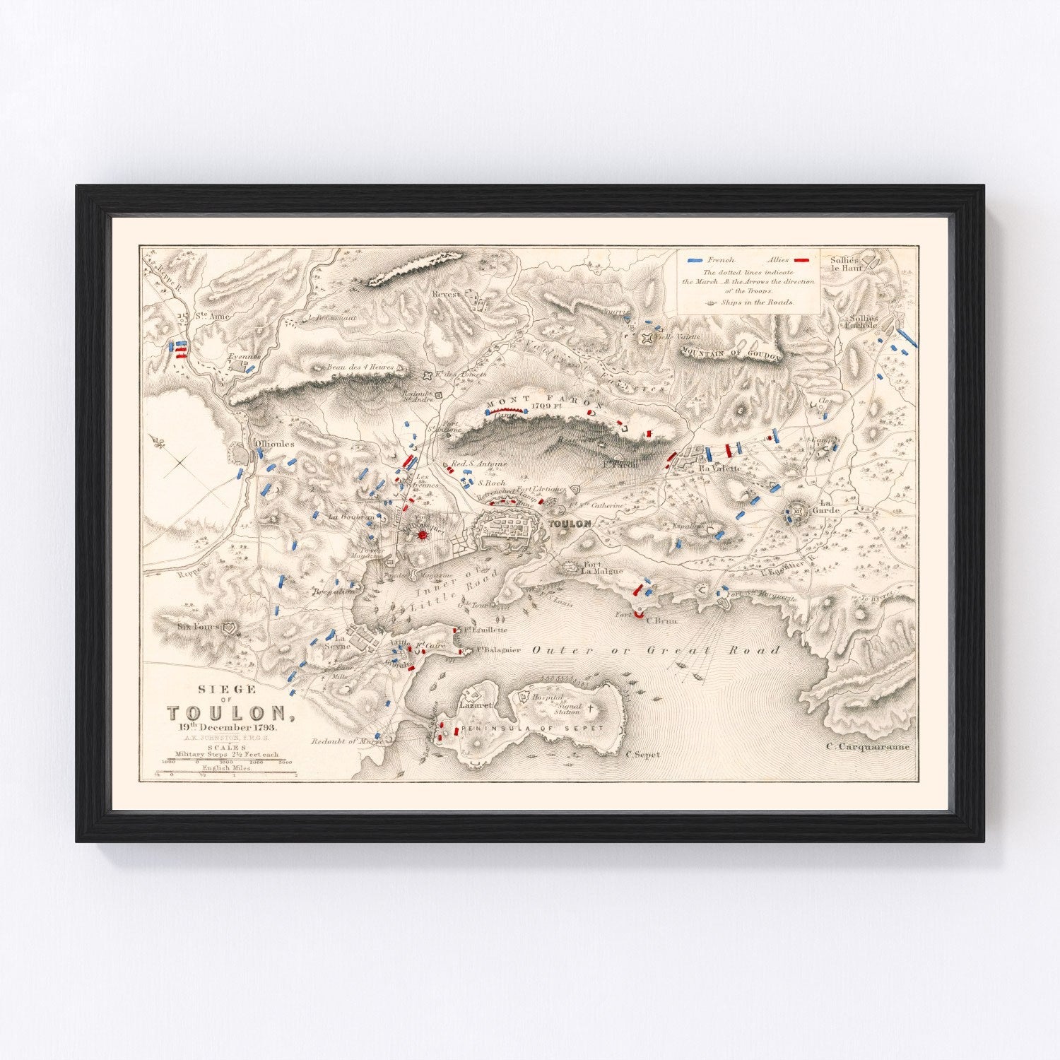 Vintage Map of the Siege of Toulon, 1793