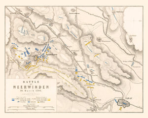 Vintage Map of the Battle of Neerwinden, 1793