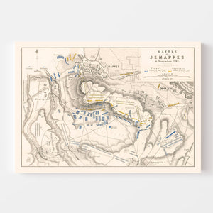 Vintage Map of the Battle of Jemappes, 1792