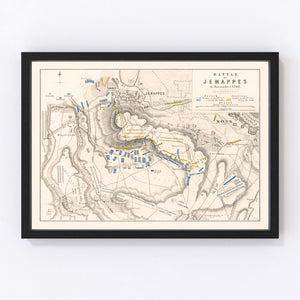 Vintage Map of the Battle of Jemappes, 1792