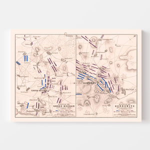 Vintage Map of the Battle of Gross Beeren, 1813