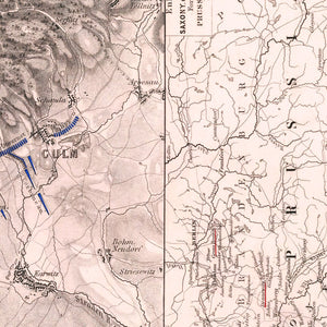 Vintage Map of the Battle of Culm, 1813