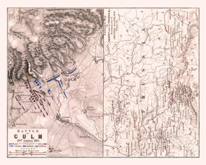 Vintage Map of the Battle of Culm, 1813