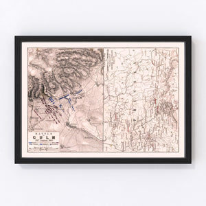 Vintage Map of the Battle of Culm, 1813