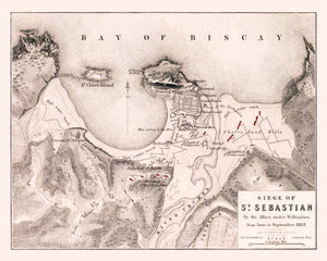 Vintage Map of the Siege of St. Sebastian, 1813