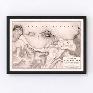 Vintage Map of the Siege of St. Sebastian, 1813