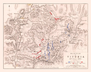 Vintage Map of the Battle of Vitoria, 1813