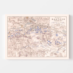 Vintage Map of the Battle of Bautzen, 1813