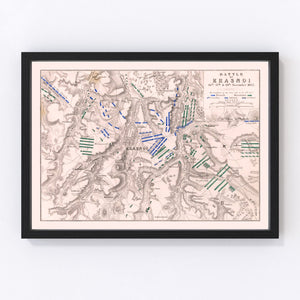 Vintage Map of the Battle of Krasnoi, 1812