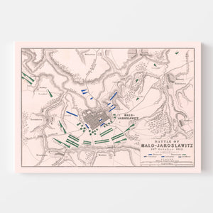 Vintage Map of the Battle of Malo-Jaroslawitz, 1812