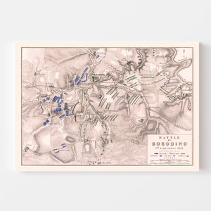 Vintage Map of the Battle of Borodino, 1812