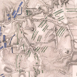 Vintage Map of the Battle of Borodino, 1812