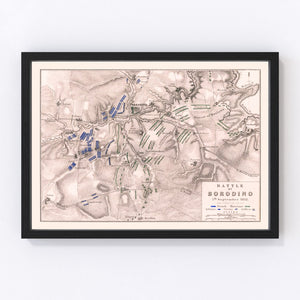 Vintage Map of the Battle of Borodino, 1812