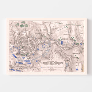 Vintage Map of the Battles of Smolensko & Valtellina, 1812