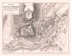 Vintage Map of the Siege of the Castle of Burgos, 1812