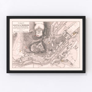 Vintage Map of the Siege of the Castle of Burgos, 1812