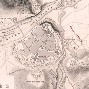 Vintage Map of the Siege of Badajos, 1812