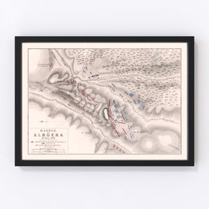 Vintage Map of the Battle of Albuera, 1811