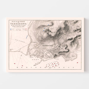 Vintage Map of the Siege of Tarragona, 1811
