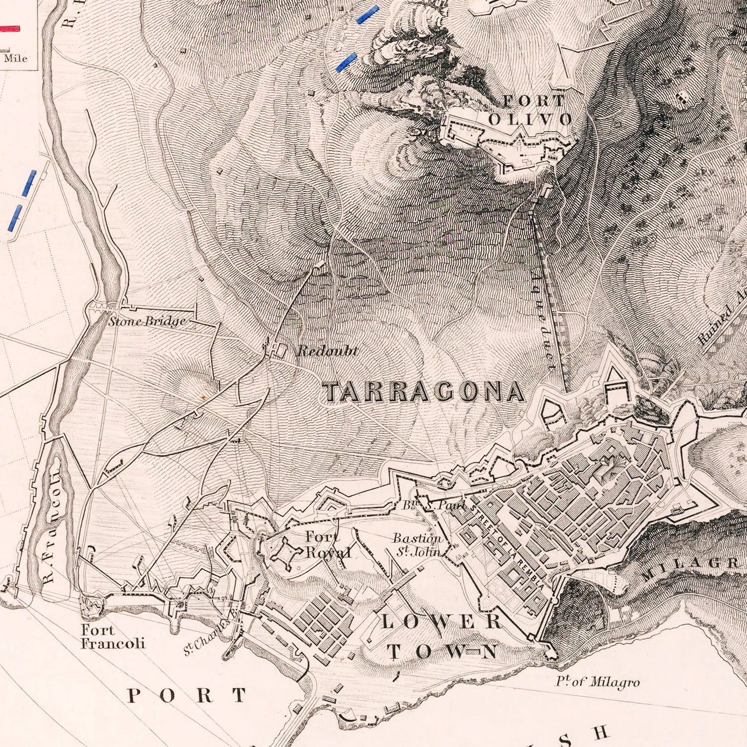 Vintage Map of the Siege of Tarragona, 1811