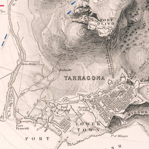 Vintage Map of the Siege of Tarragona, 1811