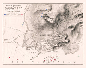 Vintage Map of the Siege of Tarragona, 1811