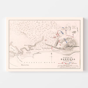 Vintage Map of the Battle of Barossa, 1811
