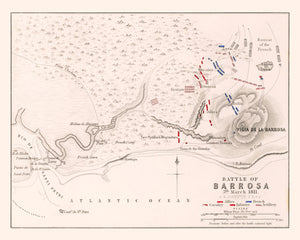 Vintage Map of the Battle of Barossa, 1811
