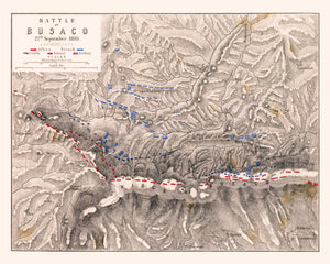 Vintage Map of the Battle of Busaco, 1810