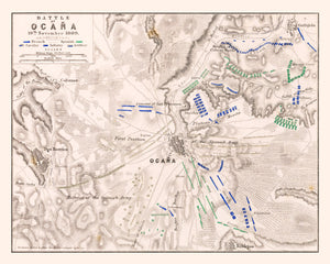 Vintage Map of the Battle of Ocana, 1809