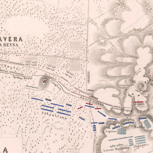 Vintage Map of the Battle of Talavera de la Reyna, 1809