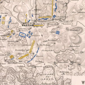 Vintage Map of the Battle of Wagram, 1809