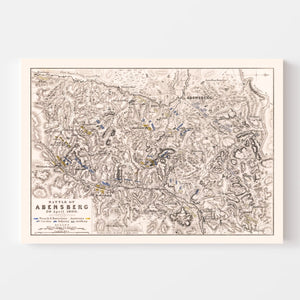 Vintage Map of the Battle of Abensberg, 1809
