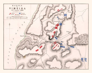 Vintage Map of the Battle of Vimeira, 1808