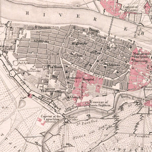 Vintage Map of the Siege of Saragossa, 1809