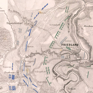 Vintage Map of the Battle of Friedland, 1807