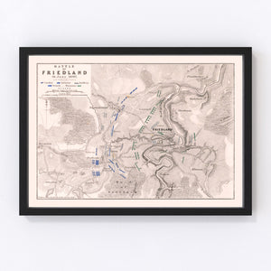 Vintage Map of the Battle of Friedland, 1807