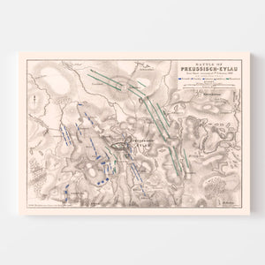 Vintage Map of the Battle of Preussisch-Eylau, 1807