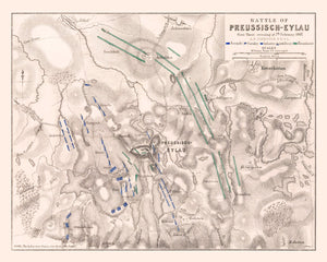 Vintage Map of the Battle of Preussisch-Eylau, 1807