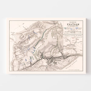 Vintage Map of the Battle of Pultusk, 1806
