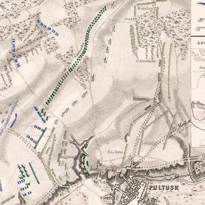 Vintage Map of the Battle of Pultusk, 1806