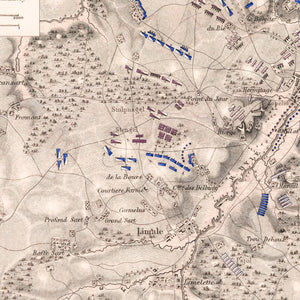 Vintage Map of the Battle of Wavre, 1815