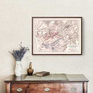 Vintage Map of the Battle of Waterloo, 1815