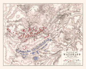 Vintage Map of the Battle of Waterloo, 1815