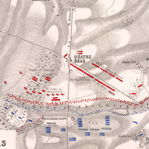 Vintage Map of the Battle of Quatre Bras, 1815